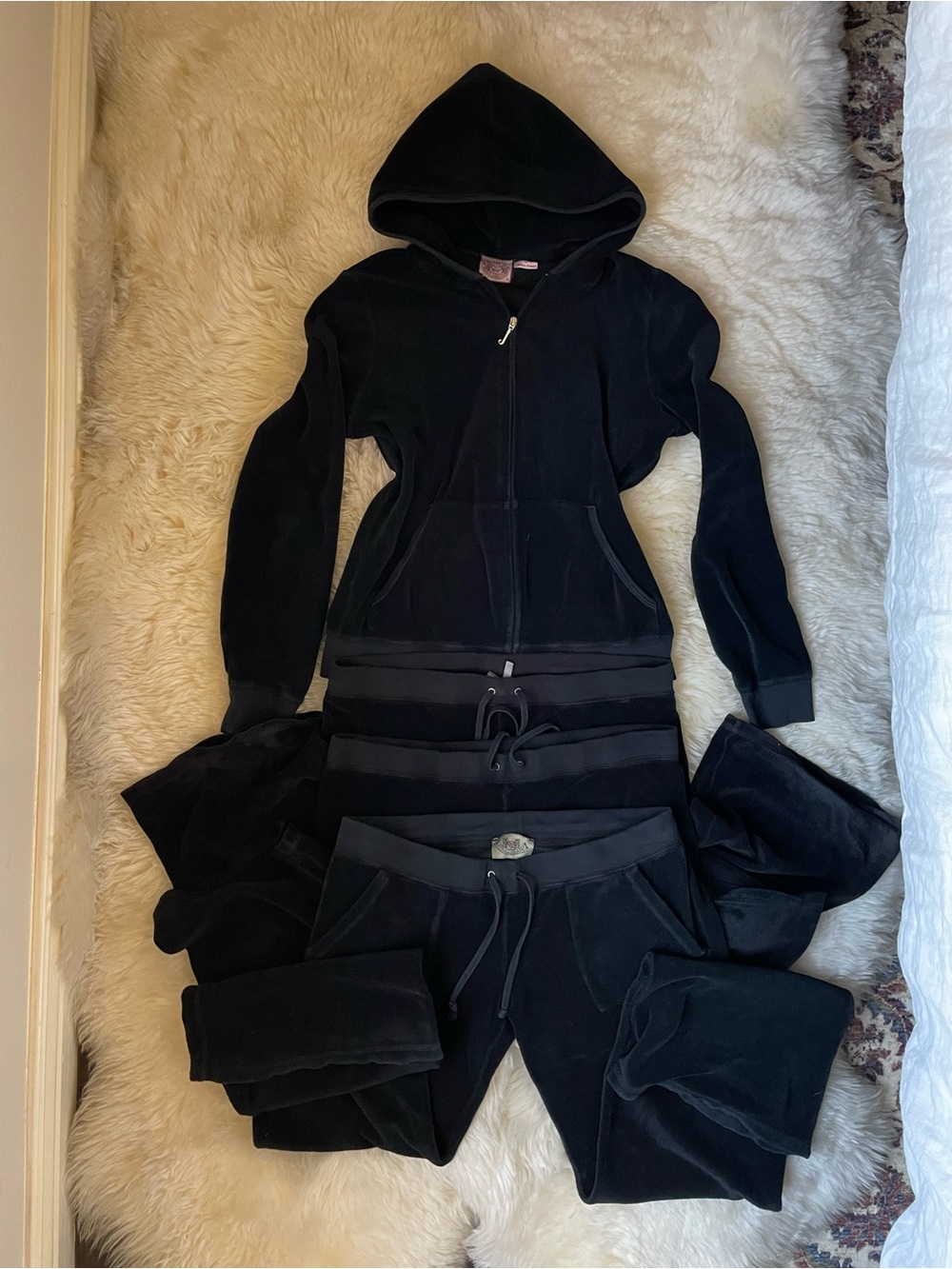 Vintage | Rare juicy couture black terry cloth tracksuit 4 piece SET